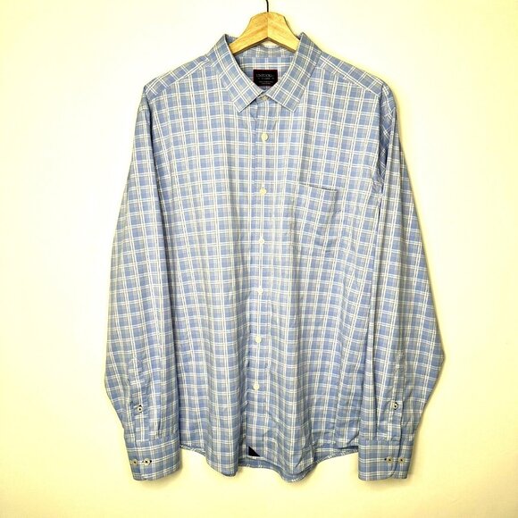 UNTUCKit Mens Button Up Shirt Zonte 40458 Long Sleeve Blue Plaid XL X-Large - Picture 1 of 13